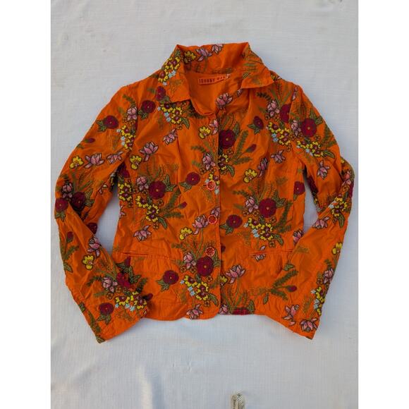 Johnny Was Wmns Floral Embroidered Blazer Jacket Size M Orange Iconic Statement